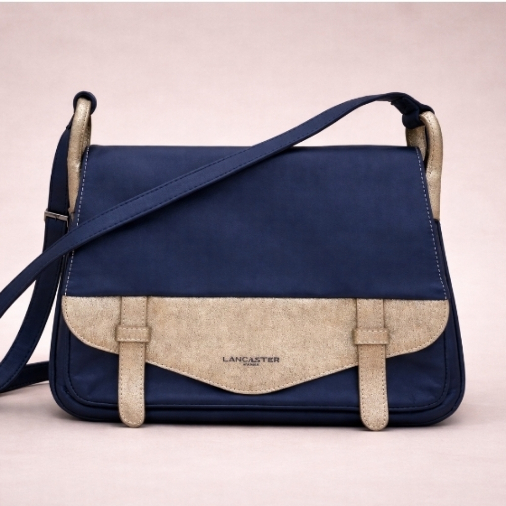 Lancaster Paris | Vintage Clara Navy Leather Crossbody Bag